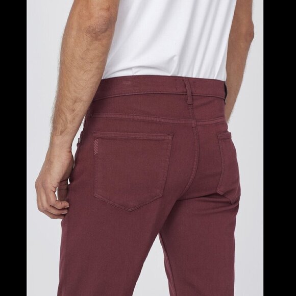 PAIGE Lennox Slim Fit Five Pockets Red Bordeaux Velvet Pants Size 28 - Picture 3 of 12